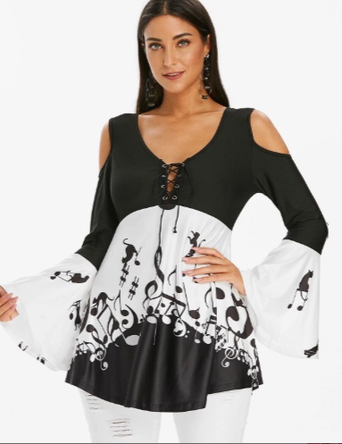 play with proportion with this styled shape black and white top