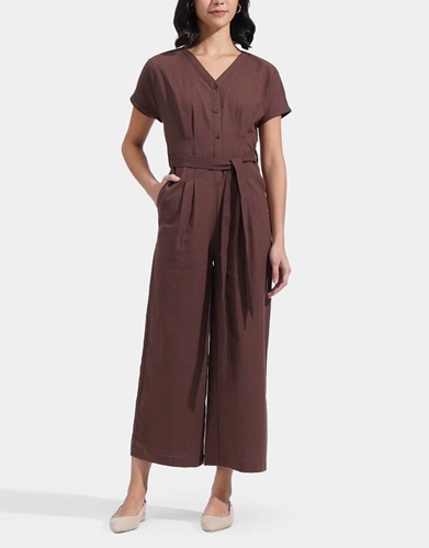 Button-Down Ankle-Length Jumpsuit